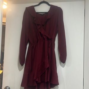 Wine red Express ruffle dress size XL